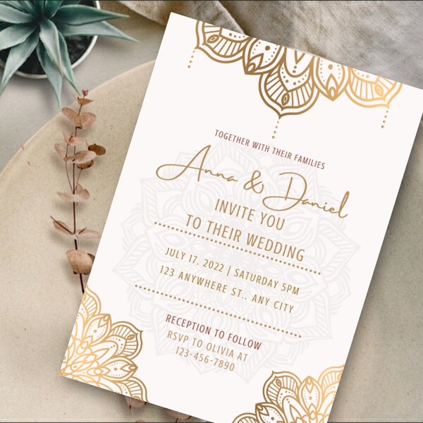 Indian Inspired Wedding Invitations Etsy