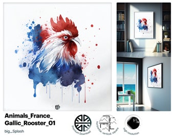 Mysterious Happy Gallic Rooster, Refreshing Bright PNG File, Hilarious Dazzling Xtraordinary Bright Unique Mural