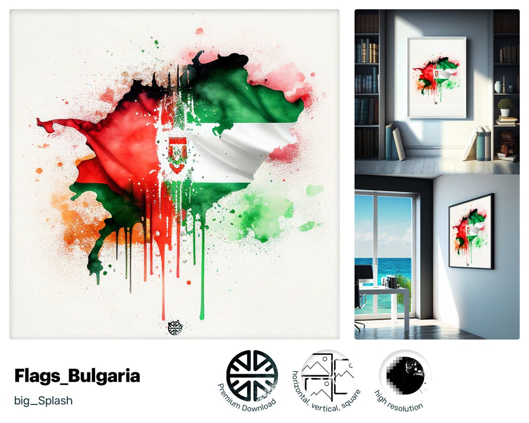 Watercolor Art Bulgarian Flag Bulgaria Fan Large Painting - Etsy