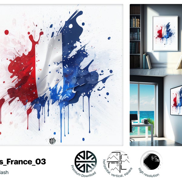 Art mural imprimable, drapeau Français, cadeau pour France Fan, imprimable