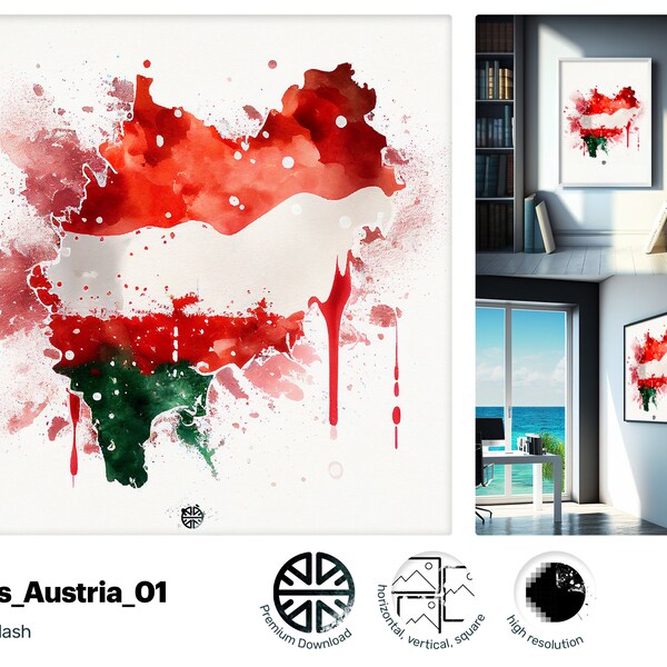 Majestic Dreamy Austrian flag, Pretty Happy Painting, Heartwarming Upbeat Bright Charming Positive Canvas