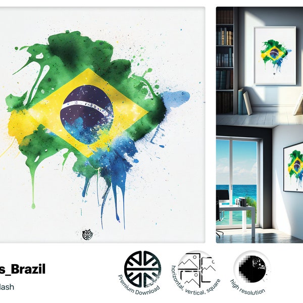 Trending Wall Art, Brazilian flag, Gift for Brazil Fan, Printable