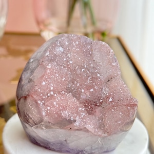 Gorgeous Pink Sugar Druzy Rainbow Amethyst Freeform • Uruguay •