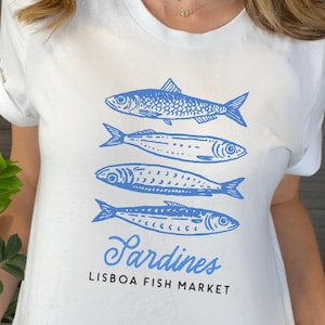 Sardine Shirt, Fisherman Aesthetic, Portuguese Sardines Tee, Comfort Colors, Lisbon, Nautical Fishing, Portugal Souvenir, Coastal T-Shirts