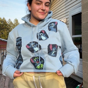 Upcycled/Reworked Stitch Cropped Hoodie