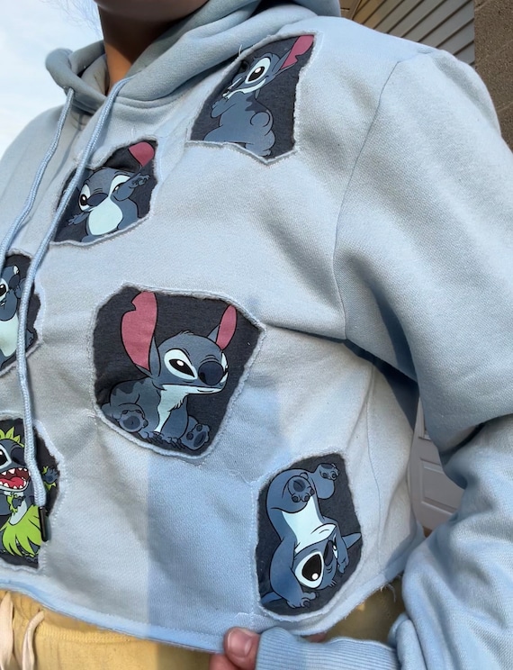 Upcycled/reworked Stitch Cropped Hoodie - Etsy