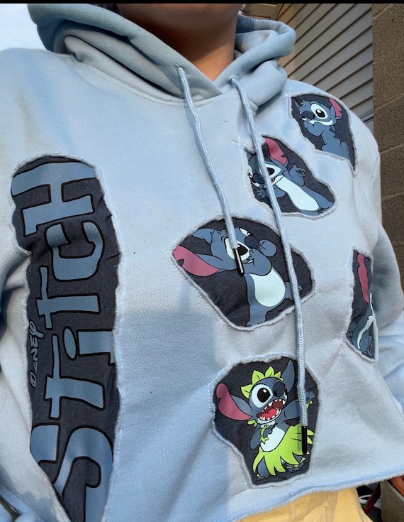 Upcycled/reworked Stitch Cropped Hoodie - Etsy