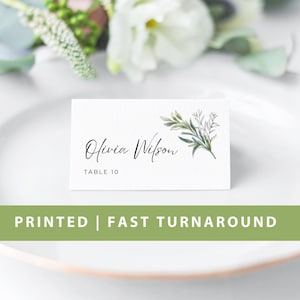 PRINTED Greenery Wedding Cards  with Meal Icon, Custom Calligraphy Seating Cards for Reception, Birthday, Bridal Shower