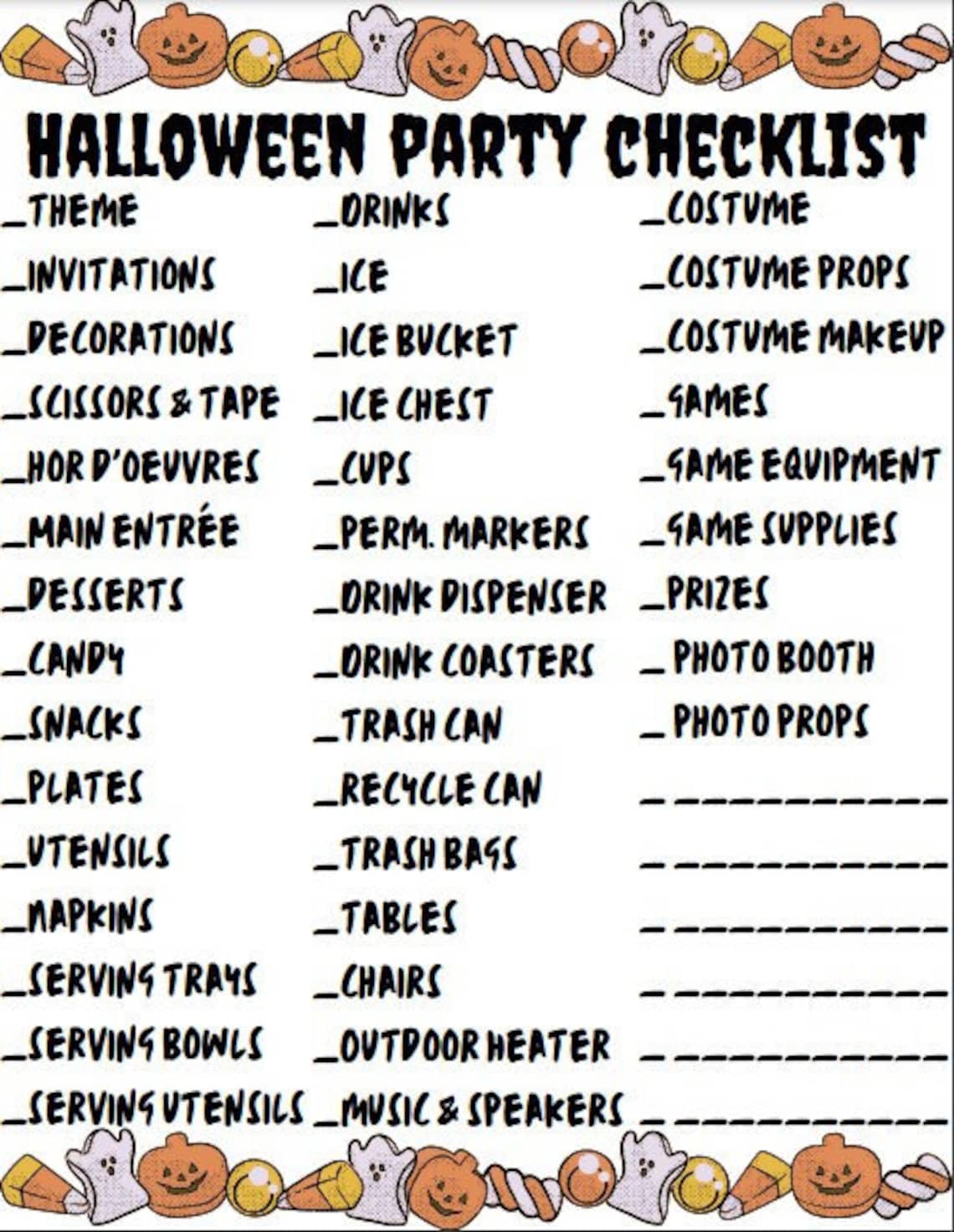 Halloween Party Checklist & Planner Etsy