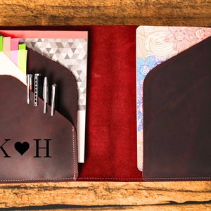 Leather Portfolio Women, Women&#39;s s Organizer File Folder, Real Leather Folder Organizer, Custom Leather Padfolio, Genuine  Leather Pad-folio