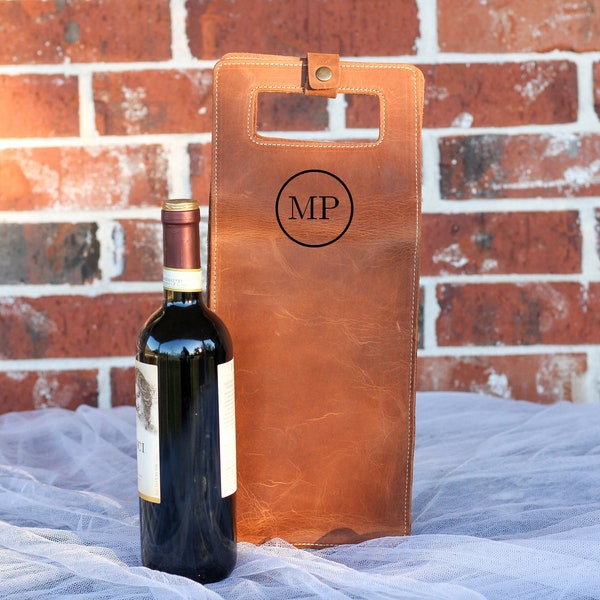 Double Wine Leather Carrier, Personalized Wine Bag, Engraved Wine Case, Genuine Leather Wine Tote, Custom Wine Bag, Handmade Wine Lover Gift