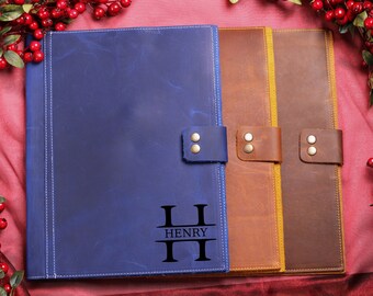 Personalized Legal Size Genuine Leather Portfolio, Monogrammed Leather Padfolio, Custom Christmas Gift,  A4 Document Holder