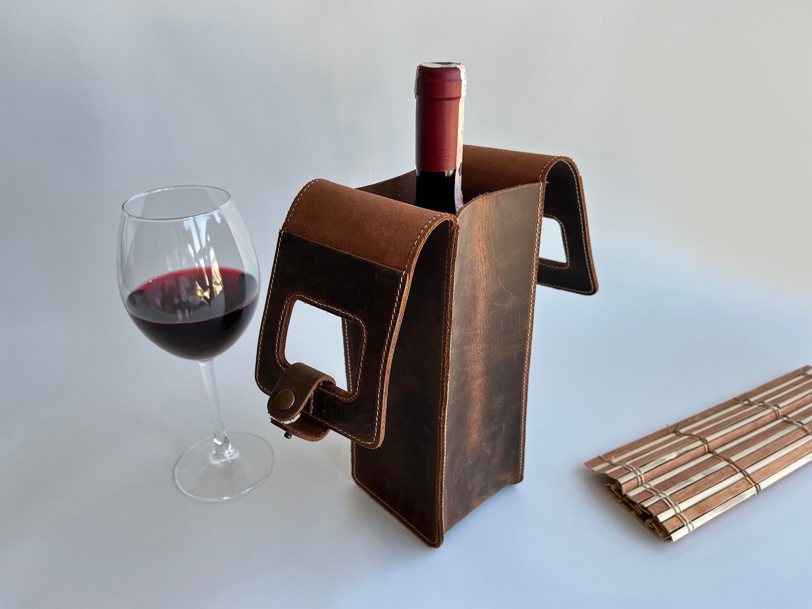 Personalized Leather Wine Bag, Custom Wine Bottle Holder, Genuine Leather Wine Bag,custom ...