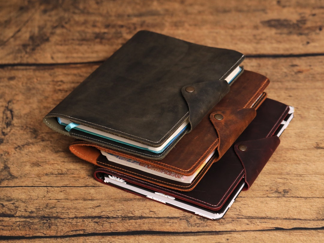 Customized Genuine Leather Portfolio, Monogrammed Leather Padfolio, A5