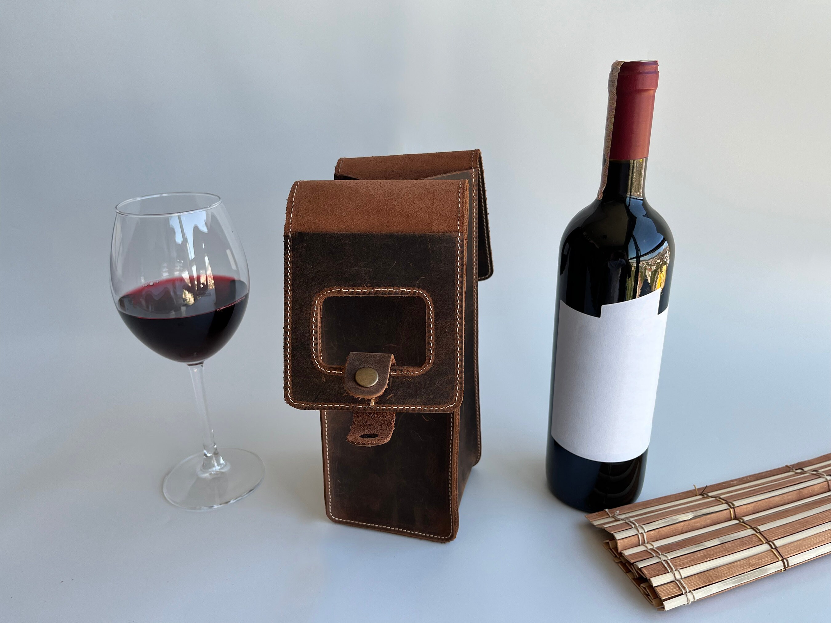 Personalized Leather Wine Bag, Custom Wine Bottle Holder, Genuine Leather Wine Bag,custom ...
