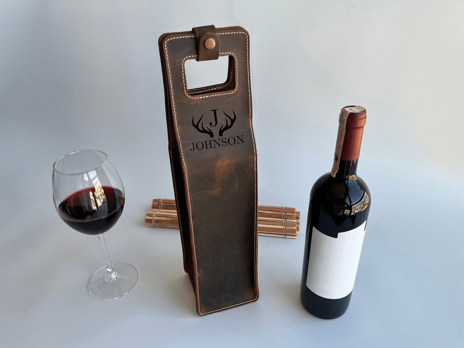 Genuine Leather Wine Case, Custom Leather Wine Bag