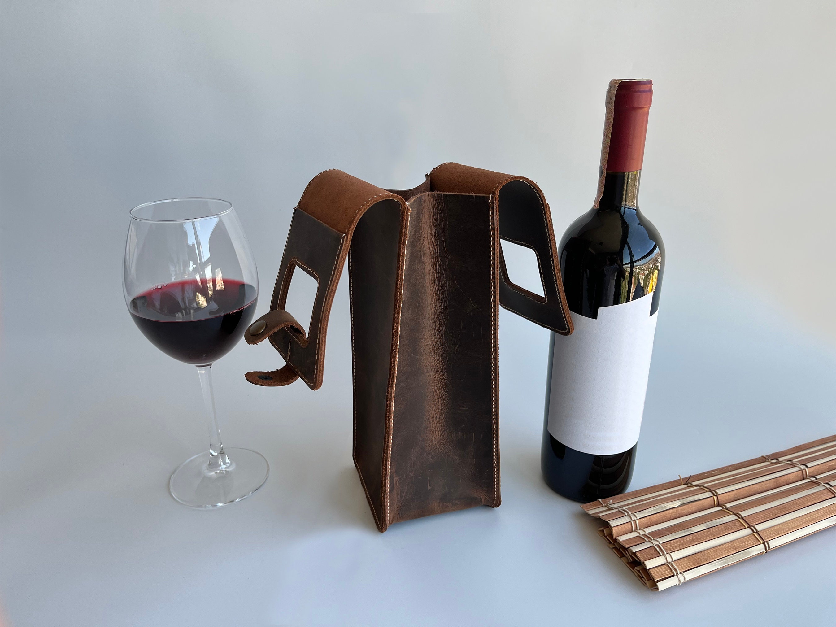 Personalized Leather Wine Bag, Custom Wine Bottle Holder, Genuine Leather Wine Bag,custom ...