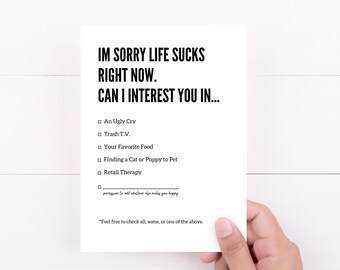 FUNNY Mental Health Support Card: PRINTABLE | Mental/Chronic Illness | Grief | Cancer | Encouragement | Minimalist | Digital Download