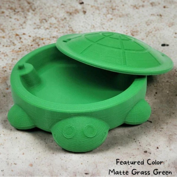 Mini caja de arena de tortuga con tapa / figura de caja de arena de tortuga / contenedor de almacenamiento de tortugas