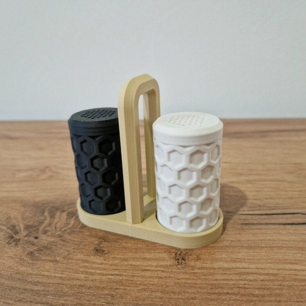 Salt And Pepper Shakers With Caddy | Modern Kitchen Products | Customizable | 3D Printed