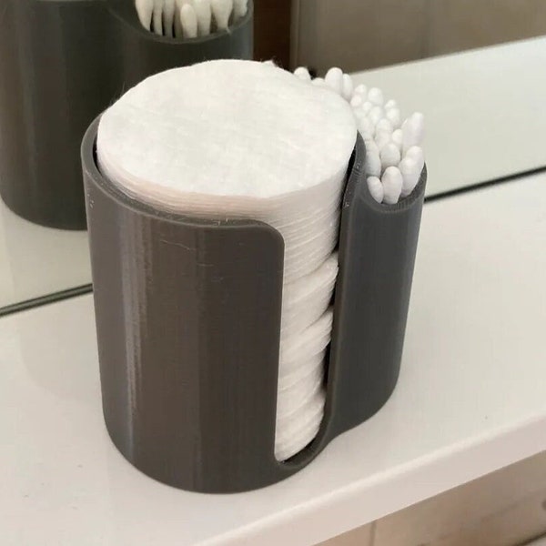 Cotton Swab and Cotton Round Holder| Eco Friendly | 3D Printed Bathroom Organizer and Vanity Storage Accessory | 50+ Colors