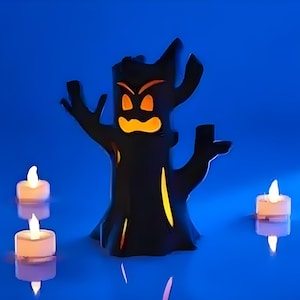Spooky Monster Tree Tealight Holder: Halloween Decoration