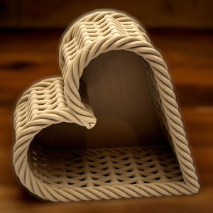 Woven Heart Container | Woven Storage Holder | Woven Jewelry Holder | Country Charm | Wicker Basket | Rattan Basket