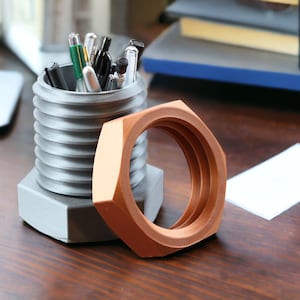 Nut & Bolt Pencil Holder - A Unique Desk Organizer for Mechanical Charm!