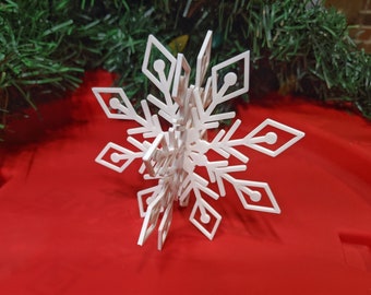 Flat Pack Snow Flake | Modern Snow Flake Decoration | Stocking Stuffer | Snow Flake Puzzle | Christmas Card Insert | 3d Printed