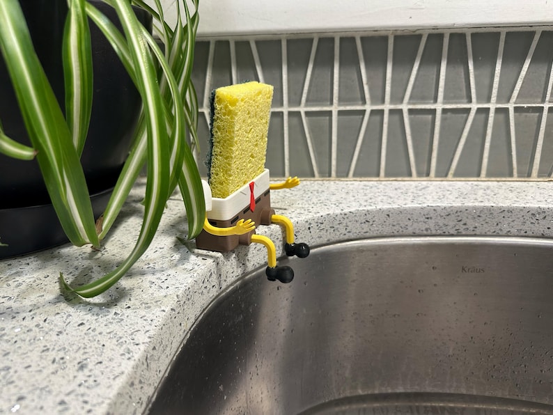 Bob The Sponge Holder | Decorative Sponge Holder | Self Draining Sponge Holder | Made in USA | Father & Son Company | 3d Printed