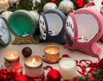 Christmas LED Tea Light Display | Christmas LED Tea Light Holder | Christmas Illuminated Picture | 3D Printed | 50+ Colors