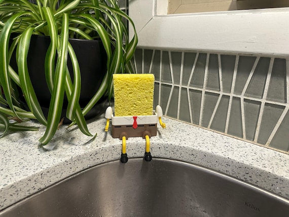 Bob The Sponge Holder | Self Draining Tray | Cartoon Sink Decor