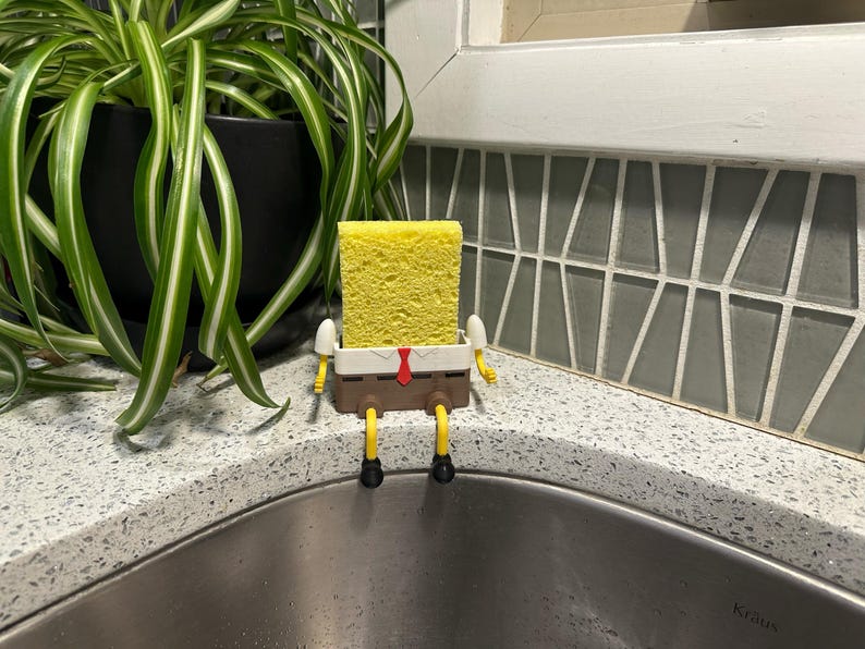Bob The Sponge Holder | Decorative Sponge Holder | Self Draining Sponge Holder | Made in USA | Father & Son Company | 3d Printed