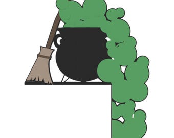 Witch's Cauldron Door Corner | Halloween Decor