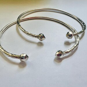 Sterling Silver West Indian Bangles Faceted Ball Ends