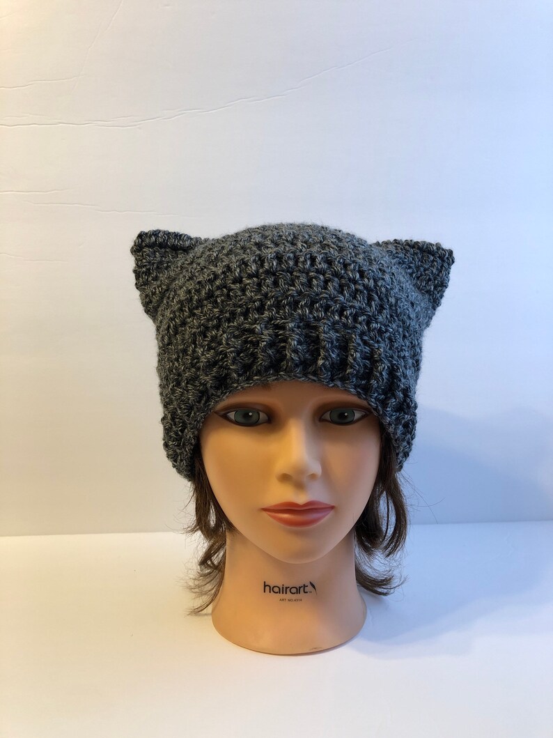 Cat Ear Beanie Hat Crochet Cat Ears Pick Your Color Etsy