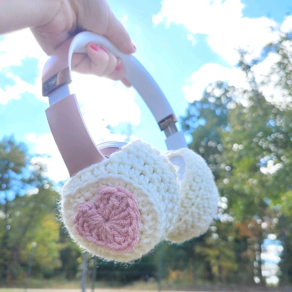 Crochet Beats Headphone Cover For The Music Lover Accessory Headset Charm Cozy Hearts, strawberries, bow, star - Teen Sister Girlfriend Gift