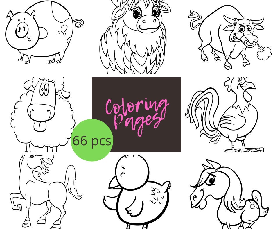 Farm Animals Coloring Pages For Kids 66 Pcs Printable Dowload