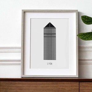 Poster Lyon - Pencil Tower - Black & White