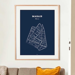 Affiche Le Marais Paris - Bleu Nuit - Le Bon Plan