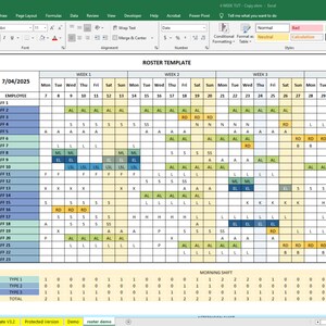 Excel Roster Template Video Tutorial + Practice File | 4‑week Employee ...