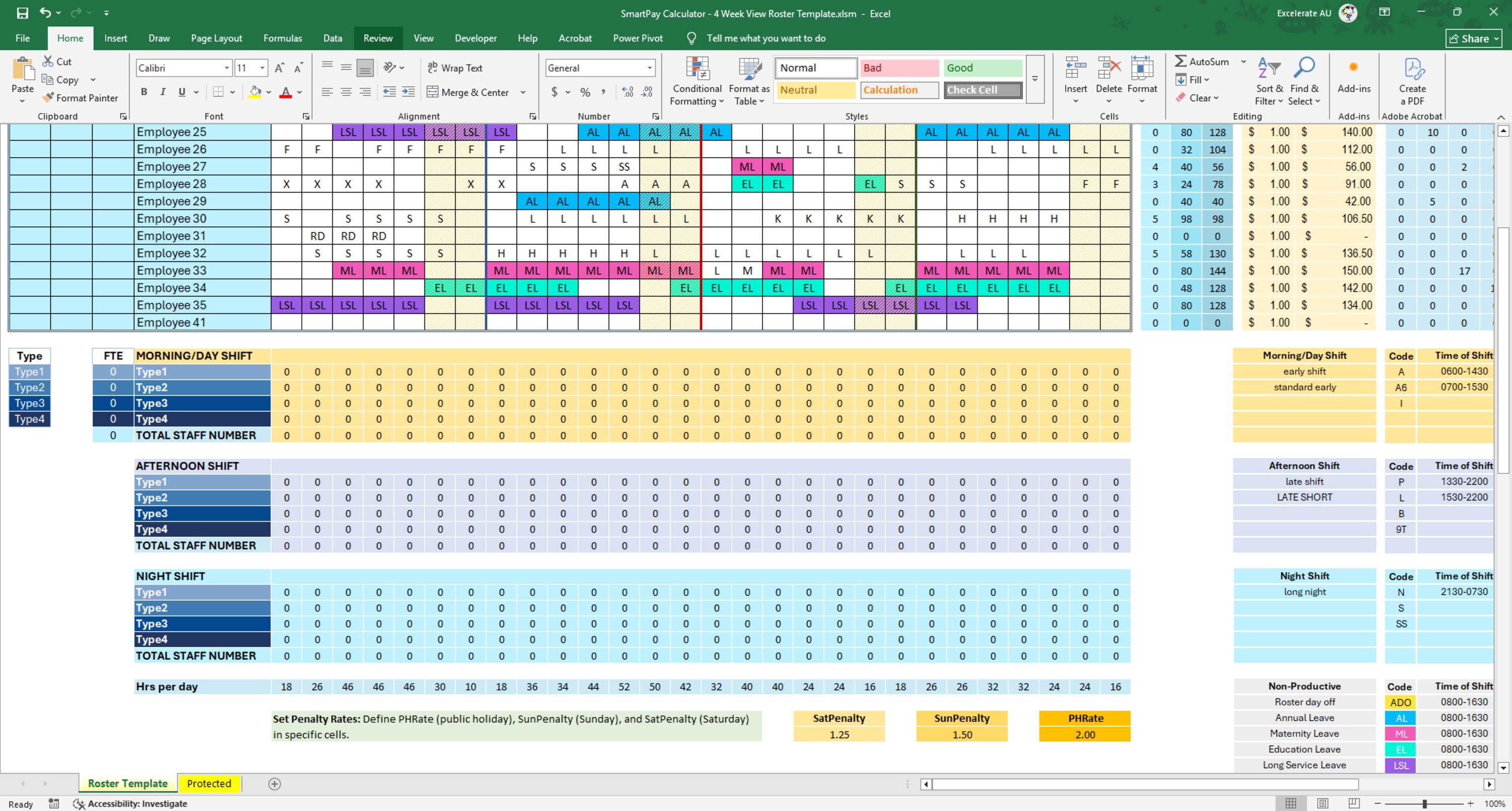 Excel Employee Shift Roster Template | 4, 6 & 8‑week Rotating Schedule ...