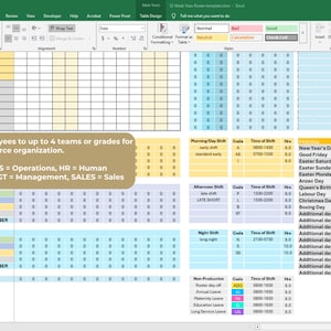 Panel Shift Roster 52‑week Excel Shift Roster Template – Employee Schedule Planner With ...