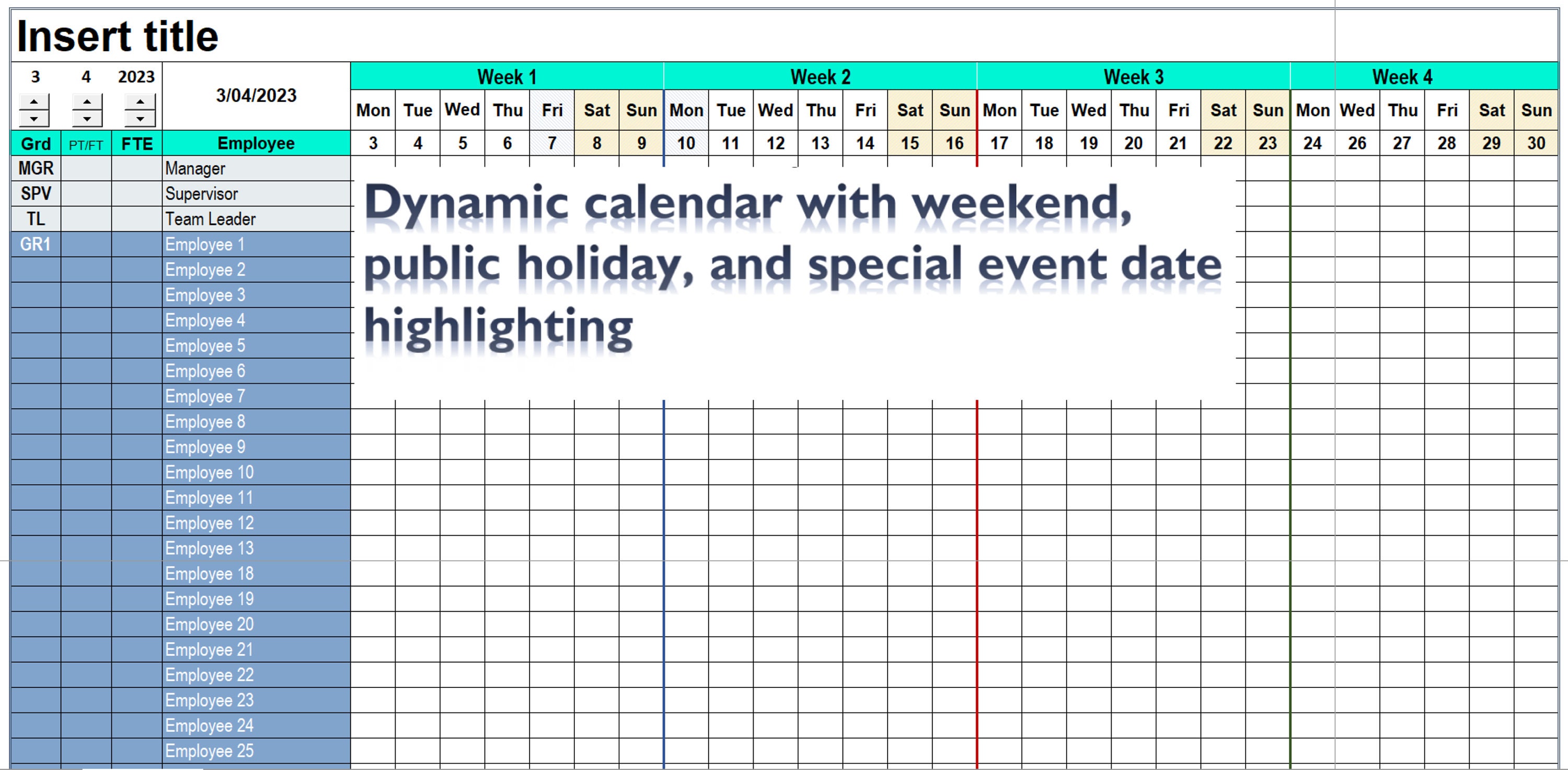 Professional Excel Roster Template: Rotating Shift Planner for Staff Management Etsy