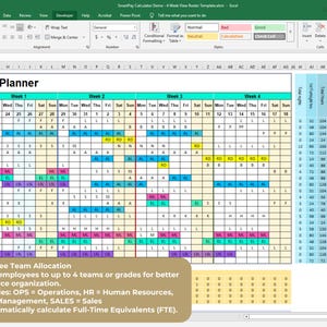 Excel Employee Roster Template | 4-week Shift Planner & Staff Schedule ...