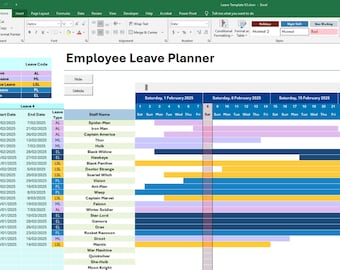 Customizable Excel Employee Leave Tracker Template | Staff Leave Management Template Ideal for Small Business & HR Managers