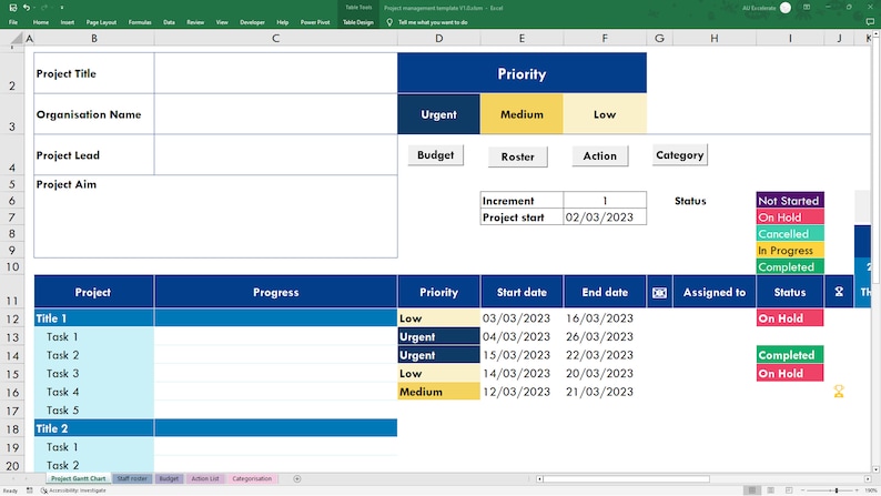 All in one Project Management Excel Template: Gantt Chart Rostering All in one Project Management Excel Template: Gantt Chart Rostering