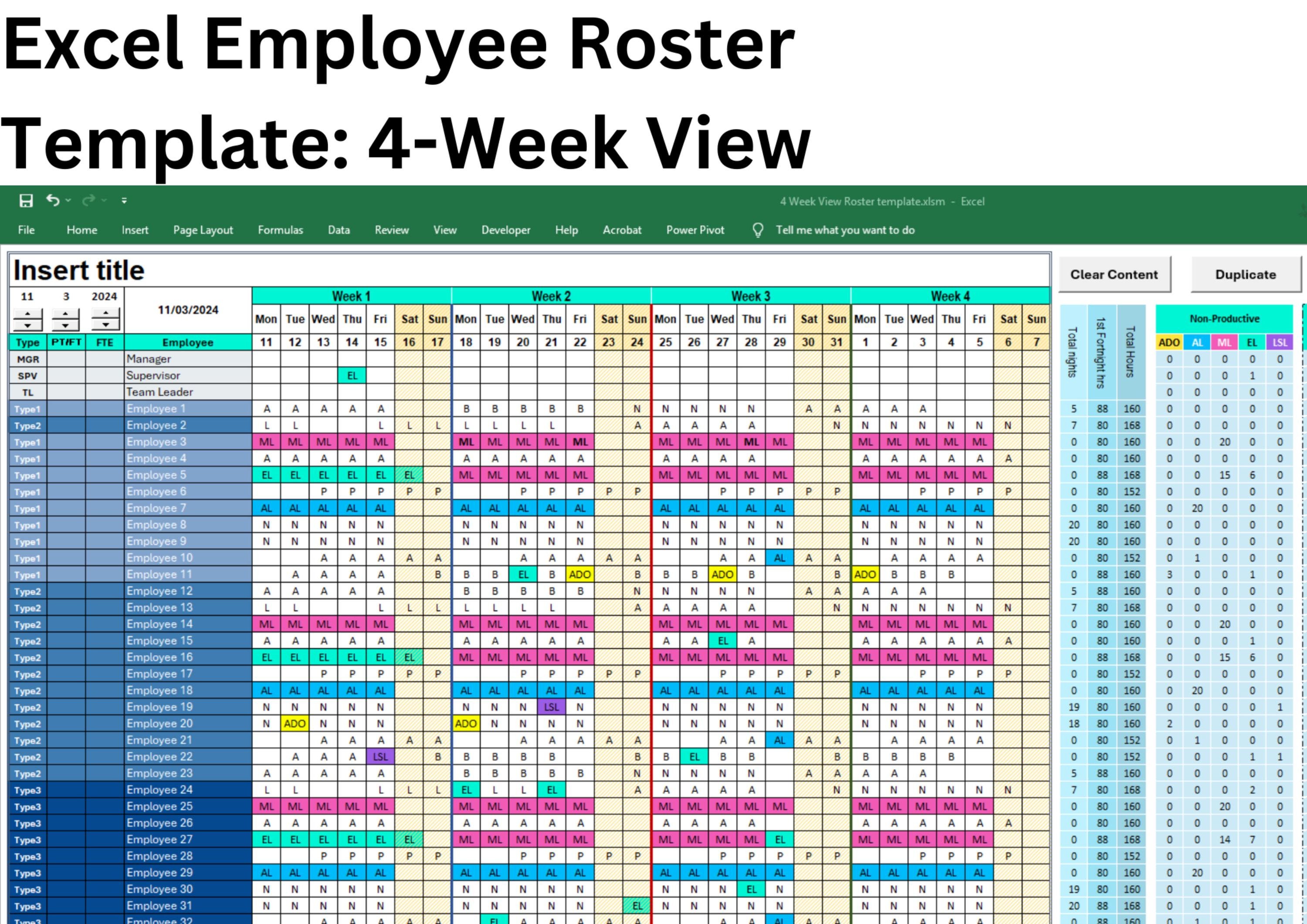 Roster Excel Template