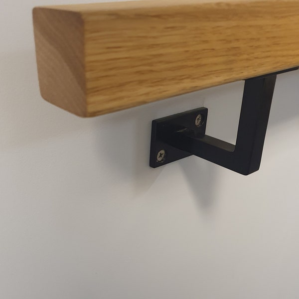 Square Oak Handrail- Antique, Black, Grey Brackets- Various Sizes- UK MANUFACTURED