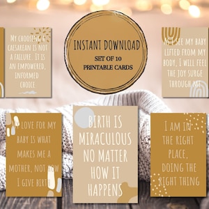 Affirmations neutres de naissance, section C, cartes d'affirmation, 10 affirmations imprimables, cadeau de baby shower, cadeau de grossesse, téléchargement numérique
